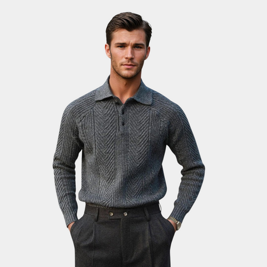 NeroVento| MAGLIONE DI LUSSO DA UOMO CON COLLETTO